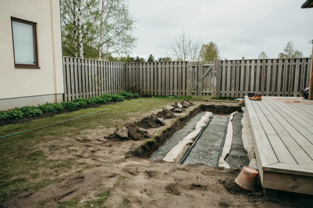 tomtplanering f r pool eller spabad markarbete dr nering och underlag som h ller ver tid